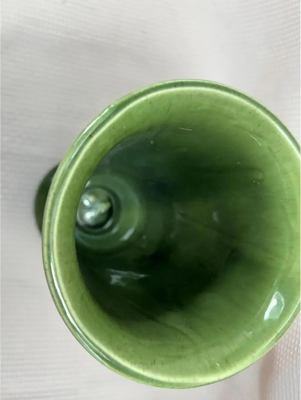 169 - Royal Haeger Art Pottery pedestal vase dark green, striated glossy glaze